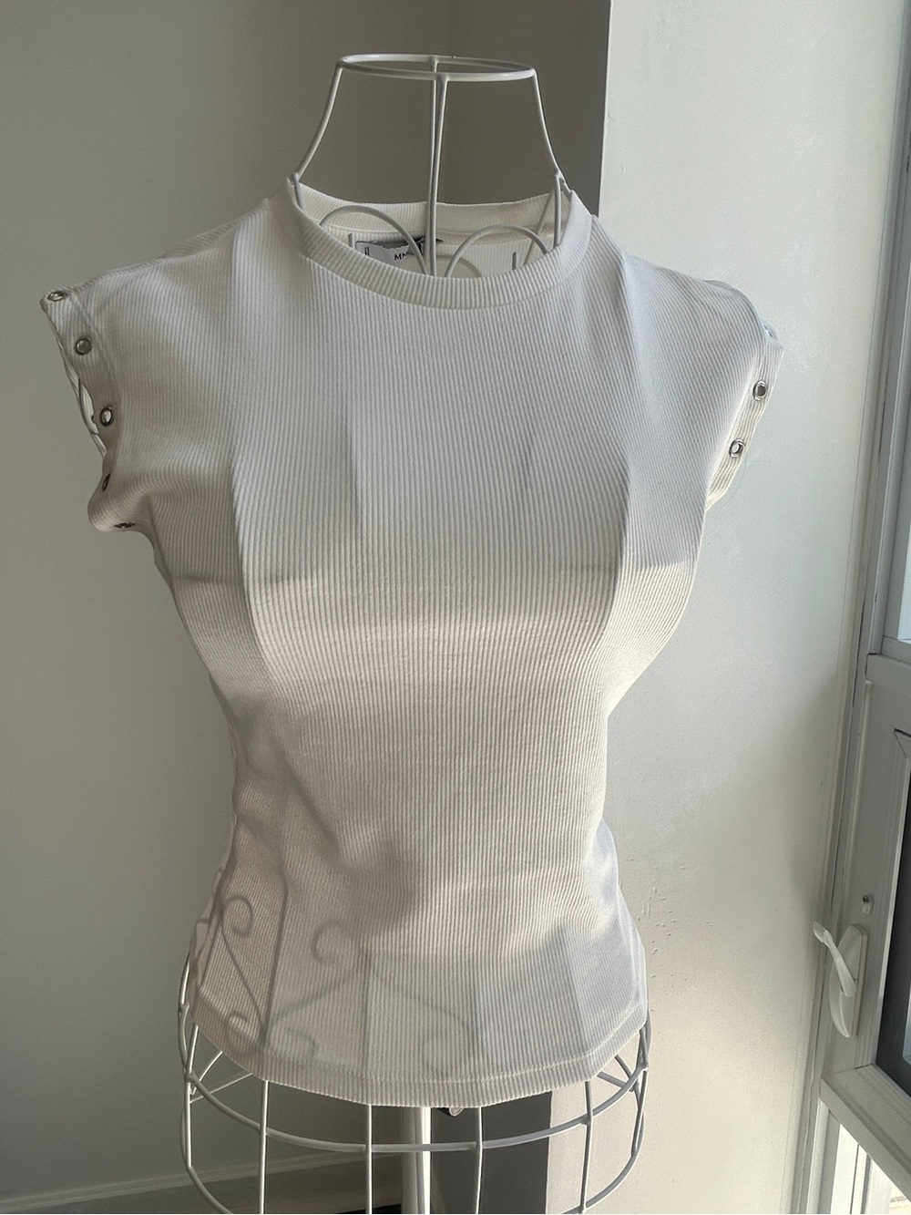 Mango White Ribbed Tank Top - Picture 3 of 6